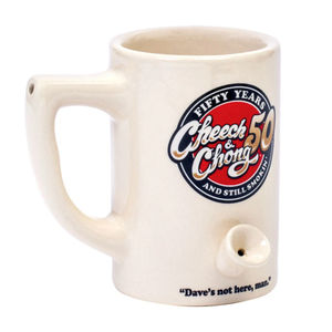 Roast & Toast Large Ceramic Coffee Mug Pipe - Color:Cheech & Chong White