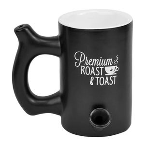 Roast & Toast Large Ceramic Coffee Mug Pipe - Color:Matte Black