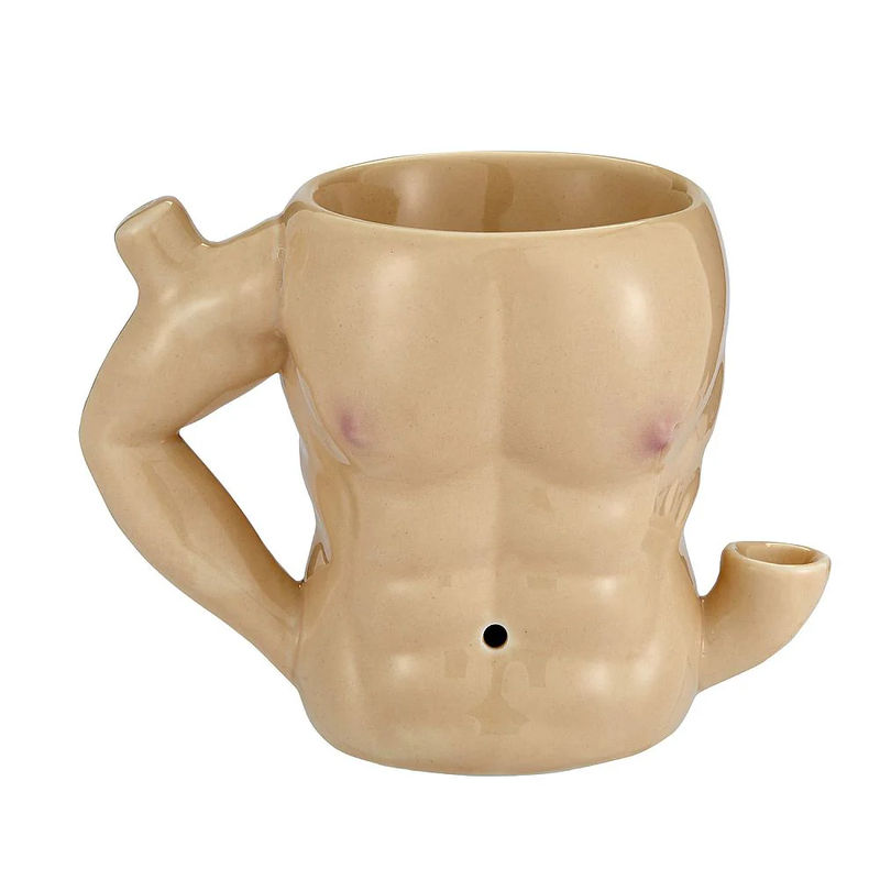 Roast & Toast Anatomy Themed Mug Pipe - Design:Six Pack Abs