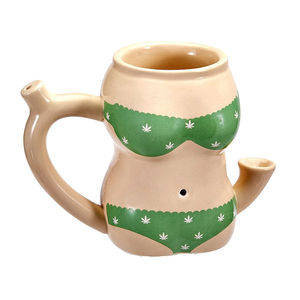 Roast & Toast Anatomy Themed Mug Pipe - Design:Green Bikini