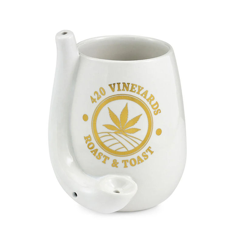 Roast & Toast Wine Glass Pipe - Design:White Stemless