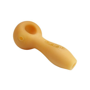 Grav® 4” Sandblasted Spoon Pipe - Color:Opaque Yellow