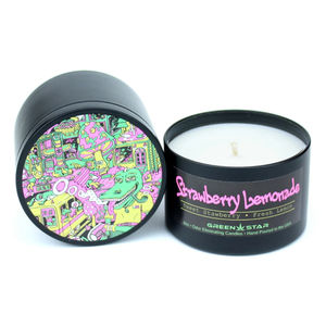 Green Star Odor Eliminator Candle (6oz) - Scent:Strawberry Lemonade (Sweet Strawberry/Fresh Lemon)