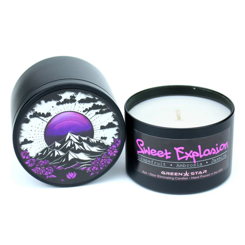 Green Star Odor Eliminator Candle (6oz) - Scent:Sweet Explosion (Grapefuit/Ambrosia/Jasmine)