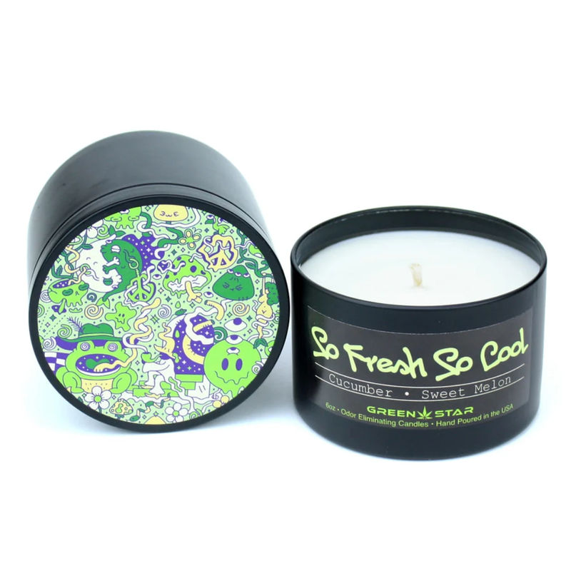 Green Star Odor Eliminator Candle (6oz) - Scent:So Fresh So Cool (Cucumber/Sweet Melon)