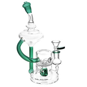 Pulsar 9” Lab Tubes Recycler Bong - Color:Teal