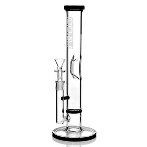 Grav® 12” Straight Tube Honeycomb Perc Water Pipe - Accent Colors:Black Glass