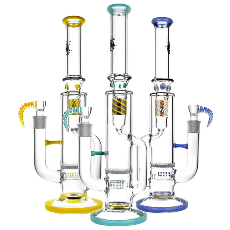 Pulsar 15” Inline Recycler Honeycomb Perc Bong - Accent Colors:Teal