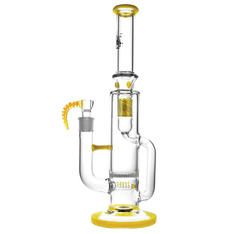 Pulsar 15” Inline Recycler Honeycomb Perc Bong - Accent Colors:Yellow
