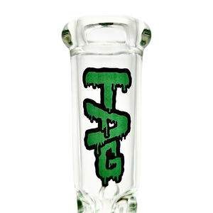 TAG 16” Double Honeycomb Perc Straight Tube Bong - Color:Wavy Green