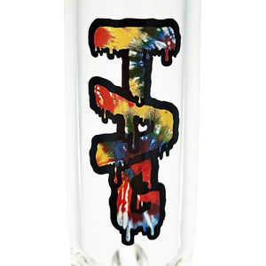TAG 16” Double Honeycomb Perc Straight Tube Bong - Color:Wavy Tie-Dye
