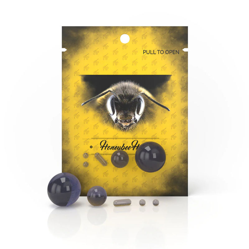 Honeybee Herb Dab Sets - Style:5-Piece Ghost Glass Dab Marble Set - Color:Lollipop