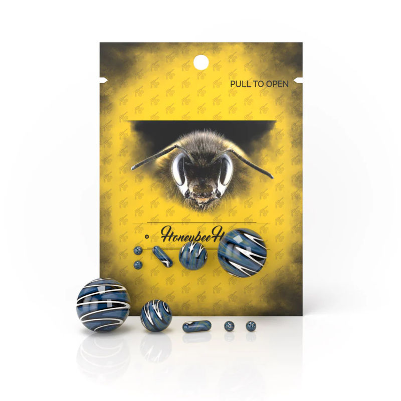 Honeybee Herb Dab Sets - Style:5-Piece Wig Wag Dab Marble Sets - Color:Blue/White