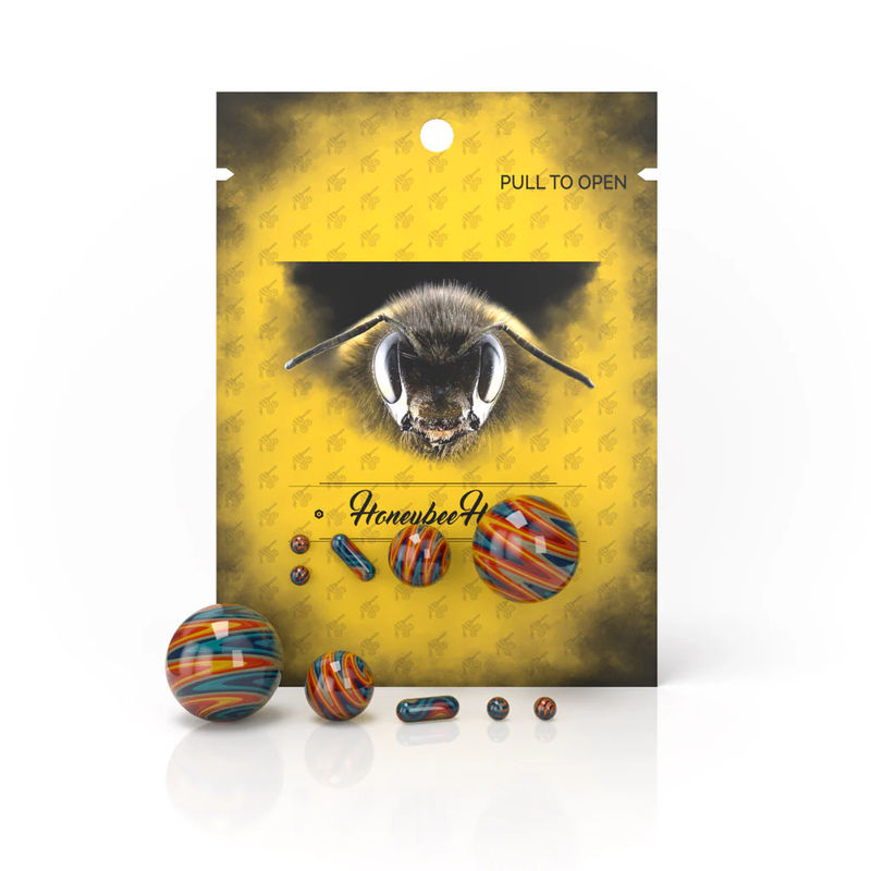 Honeybee Herb Dab Sets - Style:5-Piece Wig Wag Dab Marble Sets - Color:Orange/Blue