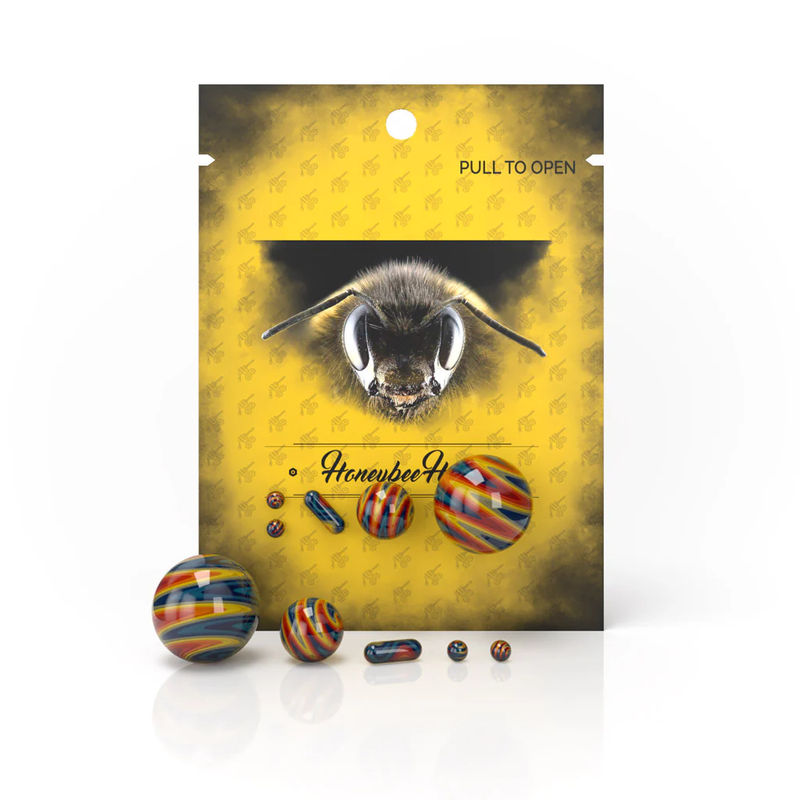 Honeybee Herb Dab Sets - Style:5-Piece Wig Wag Dab Marble Sets - Color:Yellow/green