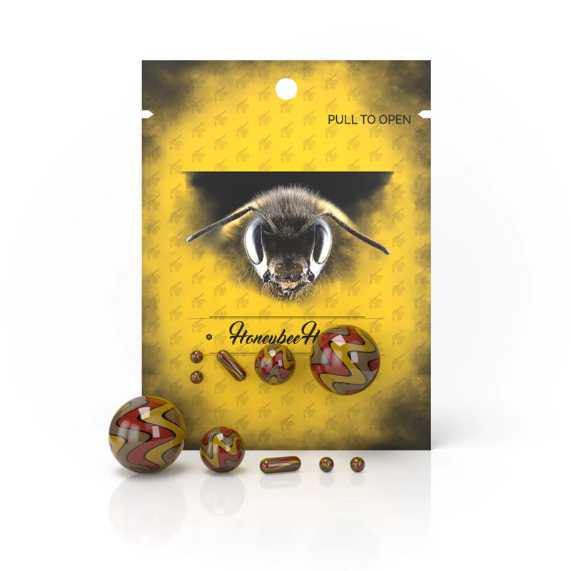 Honeybee Herb Dab Sets - Style:5-Piece Wig Wag Dab Marble Sets - Color:Green/Red