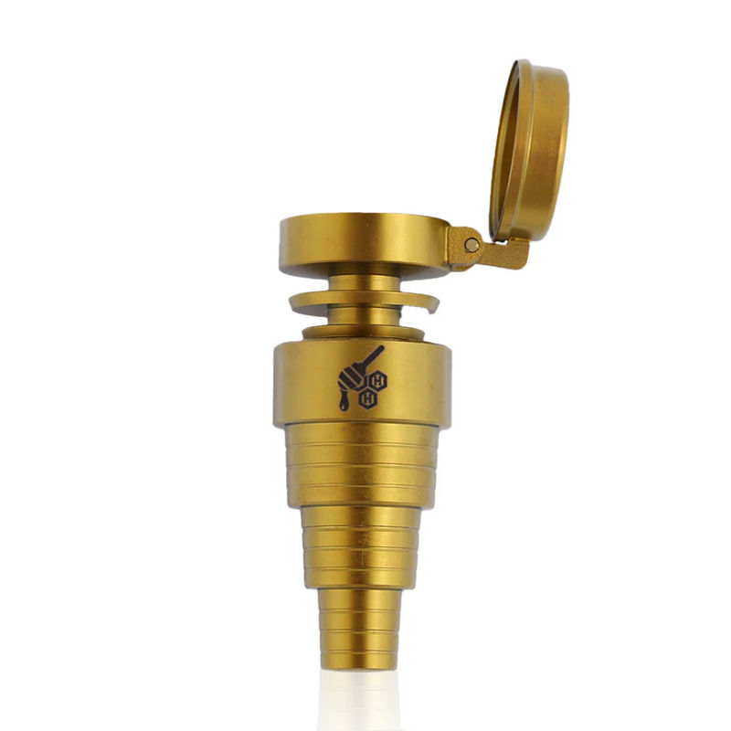 Honeybee Herb 6-in-1 Fully Universal Titanium Dab Nail - Style:Carb Cap - Color:Gold