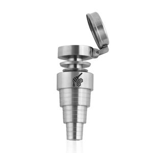 Honeybee Herb 6-in-1 Fully Universal Titanium Dab Nail - Style:Carb Cap - Color:Silver