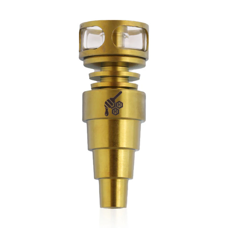 Honeybee Herb 6-in-1 Fully Universal Titanium Dab Nail - Style:Cage Hybrid - Color:Gold