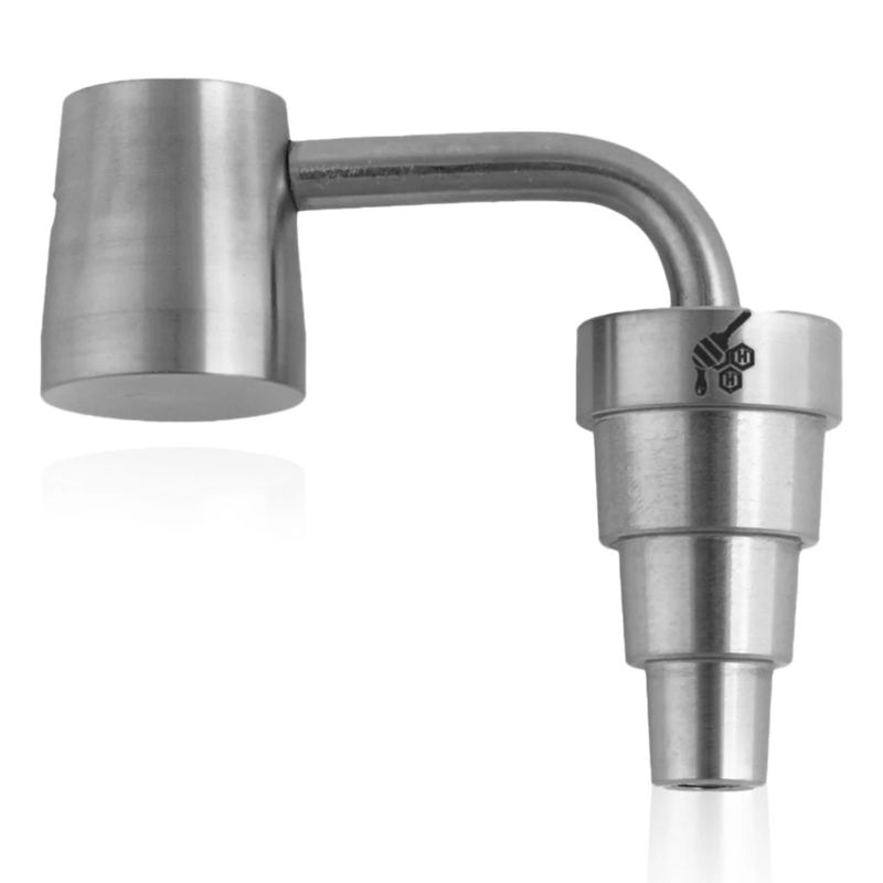 Honeybee Herb 6-in-1 Fully Universal Titanium Dab Nail - Style:Long Neck - Color:Silver