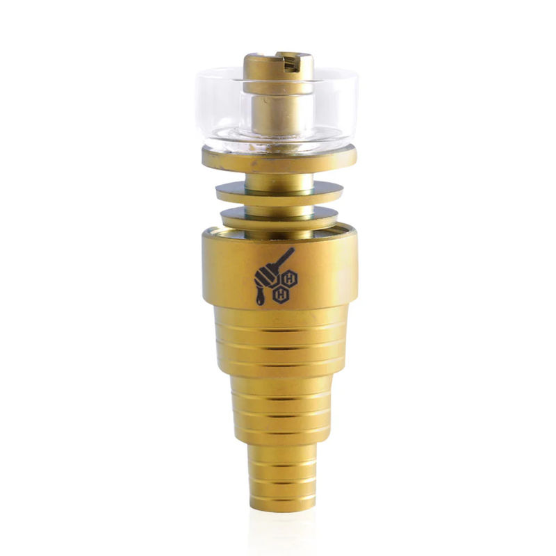 Honeybee Herb 6-in-1 Fully Universal Titanium Dab Nail - Style:Hybrid - Color:Gold