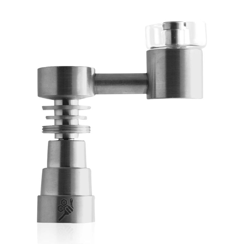 Honeybee Herb 6-in-1 Fully Universal Titanium Dab Nail - Style:Sidecar Hybrid - Color:Silver