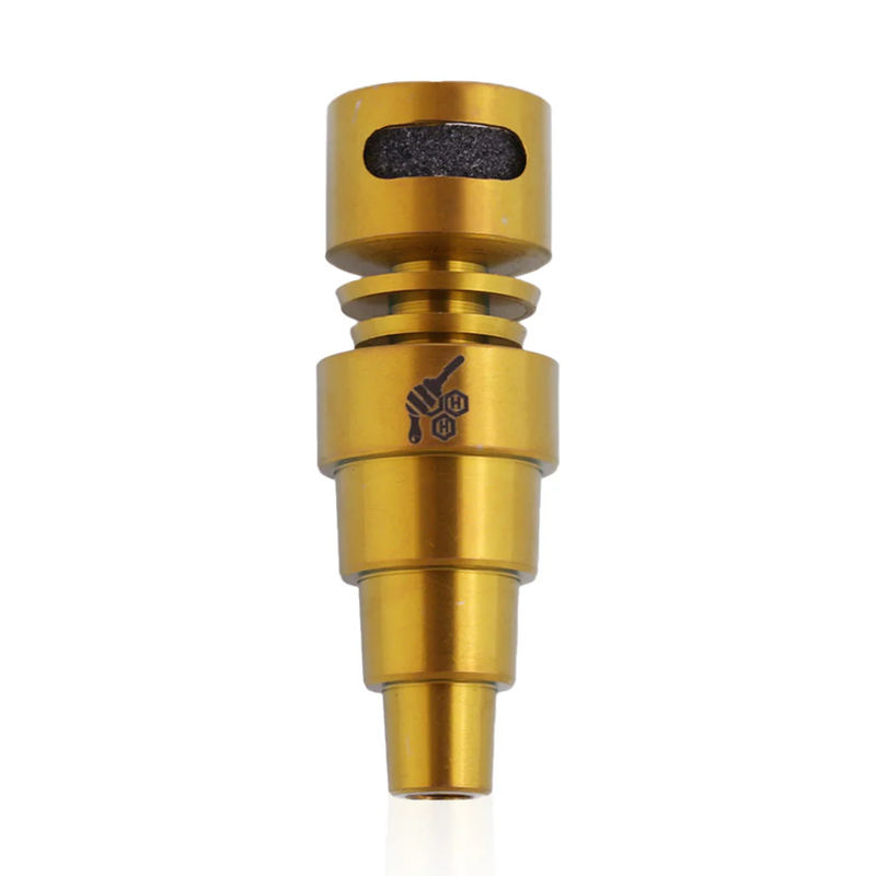 Honeybee Herb 6-in-1 Fully Universal Titanium Dab Nail - Style:Moonrock - Color:Gold