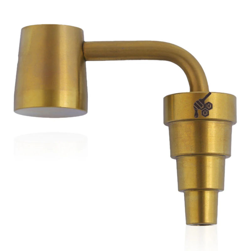 Honeybee Herb 6-in-1 Fully Universal Titanium Dab Nail - Style:Long Neck - Color:Gold