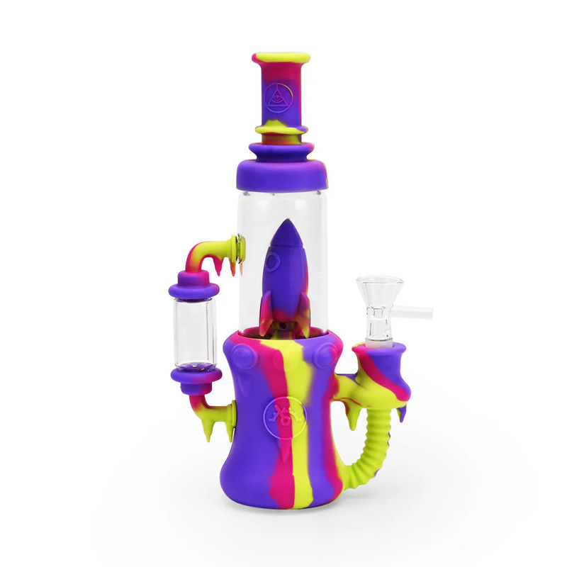 Ritual 8.5” Silicone Rocket Recycler Bong - Color:Miami Sunset