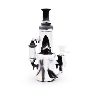 Ritual 8.5” Silicone Rocket Recycler Bong - Color:Black & White