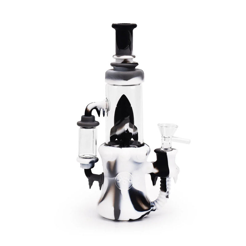 Ritual 8.5” Silicone Rocket Recycler Bong - Color:Black & White