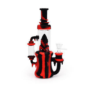 Ritual 8.5” Silicone Rocket Recycler Bong - Color:Black & Red
