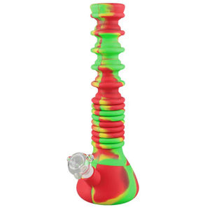 CaliConnected Extendable Silicone Beaker Bong (10” > 21”) - Color:Rasta