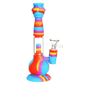 CaliConnected 9” Beehive 2-in-1 Silicone Bong & Dab Straw - Color:Rainbow