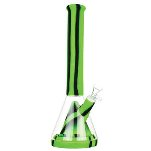 CaliConnected 14” Silicone & Glass Hybrid Beaker Bong - Color:Green