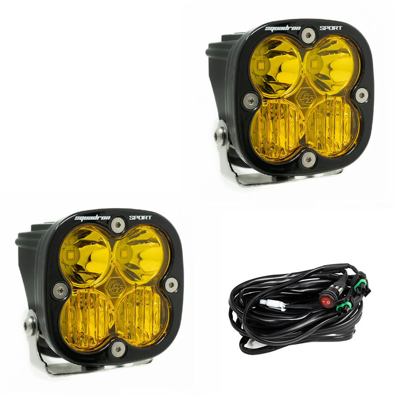 Baja Designs Squadron Sports LED Auxiliary Light Pods - Light Pattern:Driving/Combo - Lens Color:Baja Amber