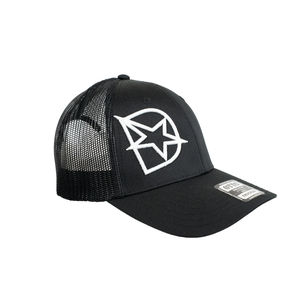 DmaxStore D-Star Snapback Hat (White/Black) - Hat Type:Curved Trucker Hat
