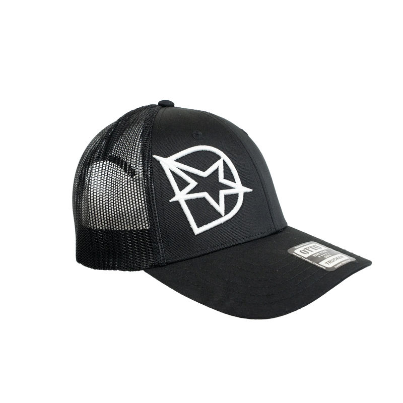 DmaxStore D-Star Snapback Hat (White/Black) - Hat Type:Curved Trucker Hat