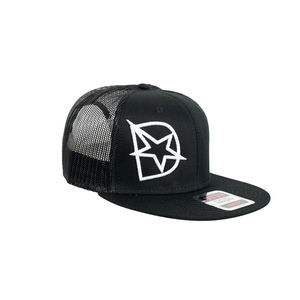 DmaxStore D-Star Snapback Hat (White/Black) - Hat Type:Flat Trucker Hat