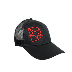 DmaxStore D-Star Snapback Hat (Red/Black) - Hat Type:Curved Trucker Hat