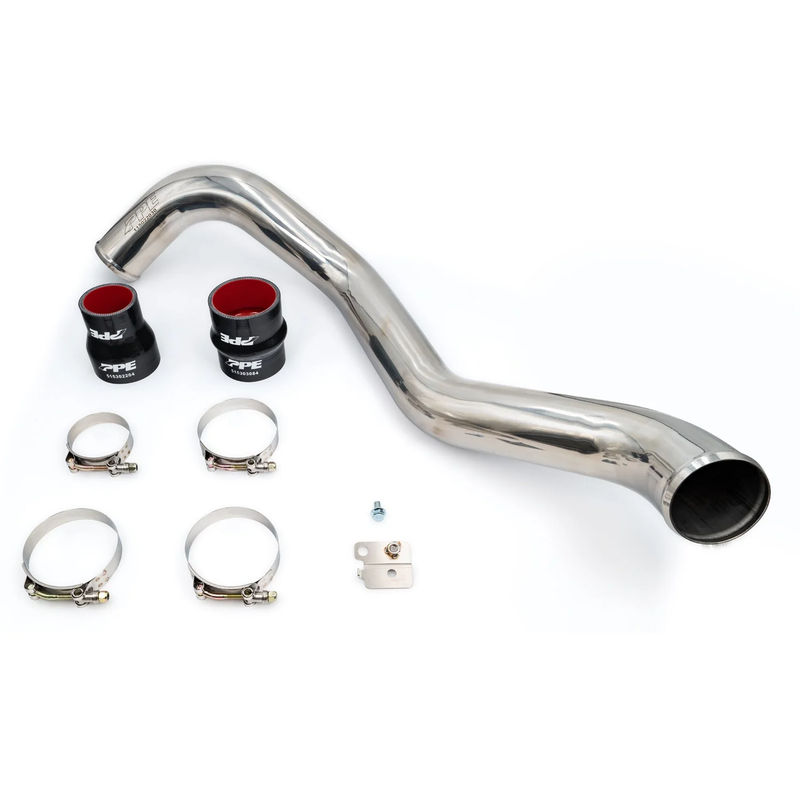 PPE Hot Side Intercooler Charge Pipe - 3.0” Stainless Steel, 2004.5-2010 LLY/LBZ/LMM - Finish:Polished