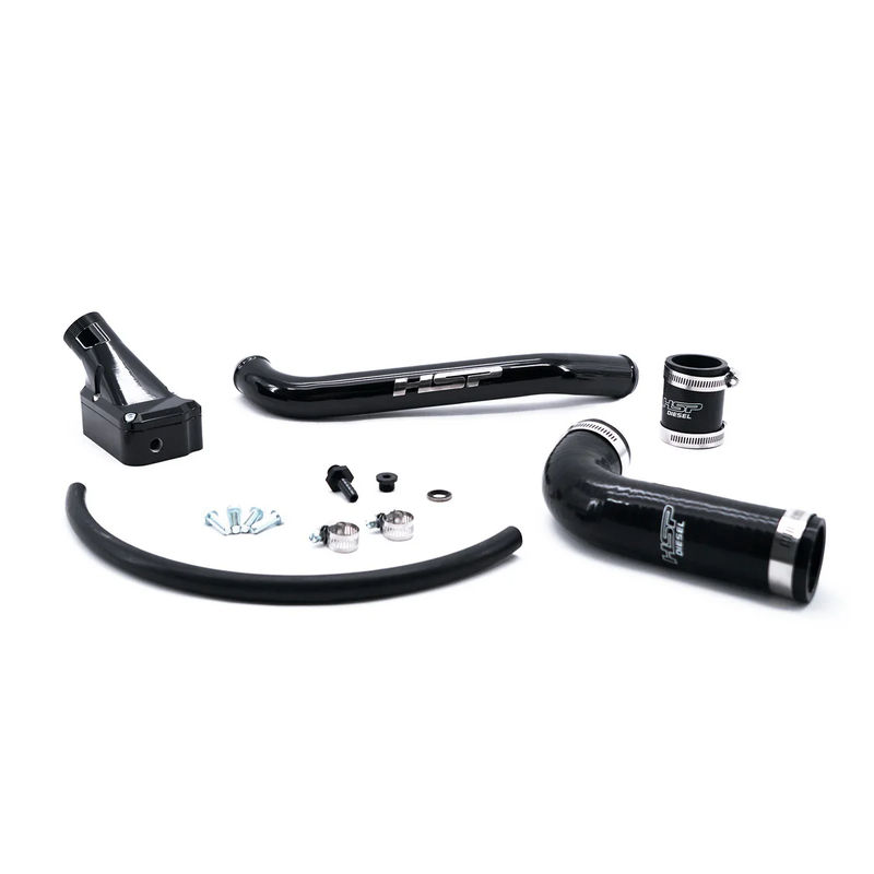 HSP Billet Forward Facing Thermostat Housing Kit 2001-2005 LB7/LLY - Powdercoat Option:Ink Black