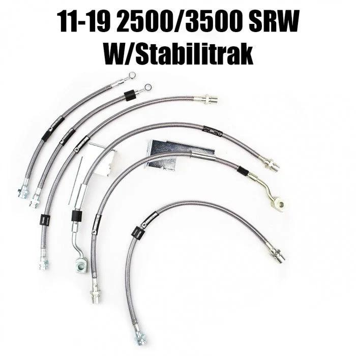 DmaxStore Stainless Steel Brake Lines, 2011-2019 LML/L5P - Brake Line Option:11-19 2500/3500 HD Stabilitrak