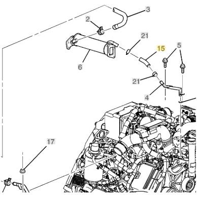 EGR Cooler to Thermostat Housing Hose, 2006-2007 LBZ