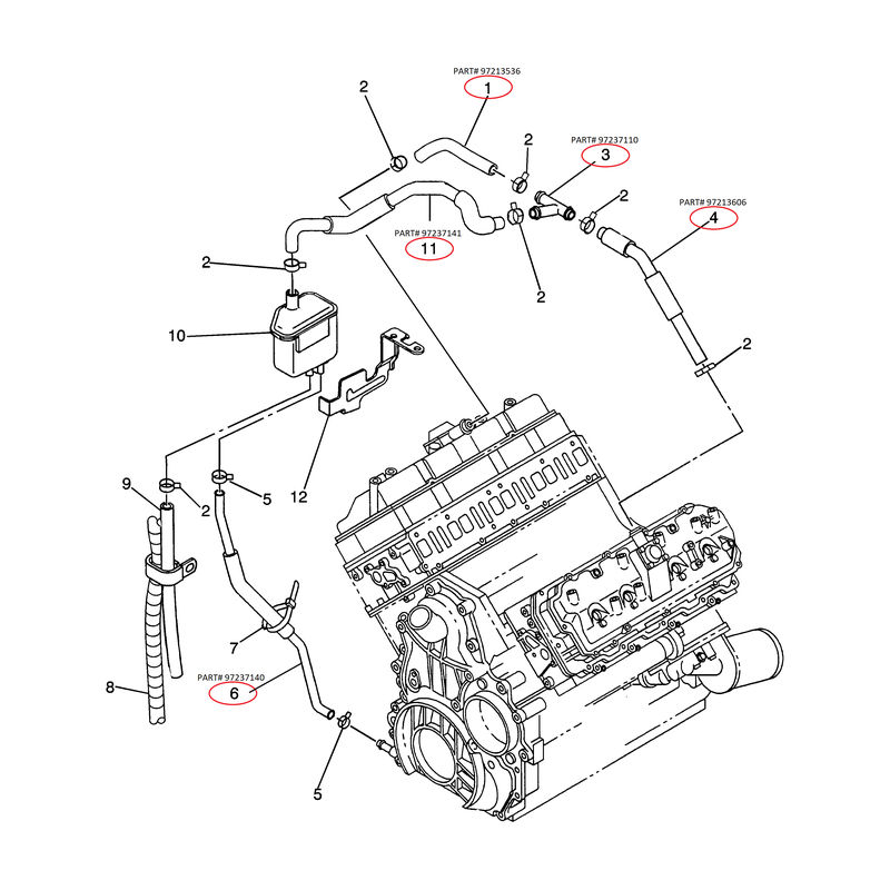 GM PCV Components, 2001 LB7 - Hose:#1 Crankcase Vent Hose Connector (Part# 97213536)