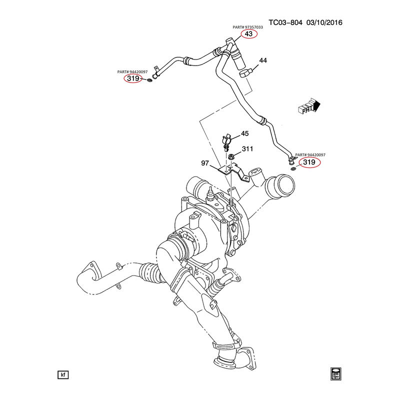 GM PCV Components, 2004.5-2005 LLY - Hose:#319 Crankcase Vent Hose O-Ring - Part# (94420097)