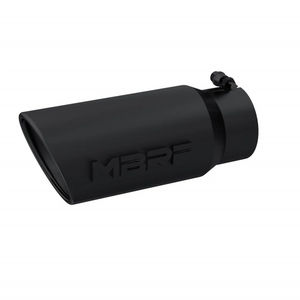 MBRP 4"X5"X12" Rolled Edge, Single Wall, Angle Cut, Black Tip