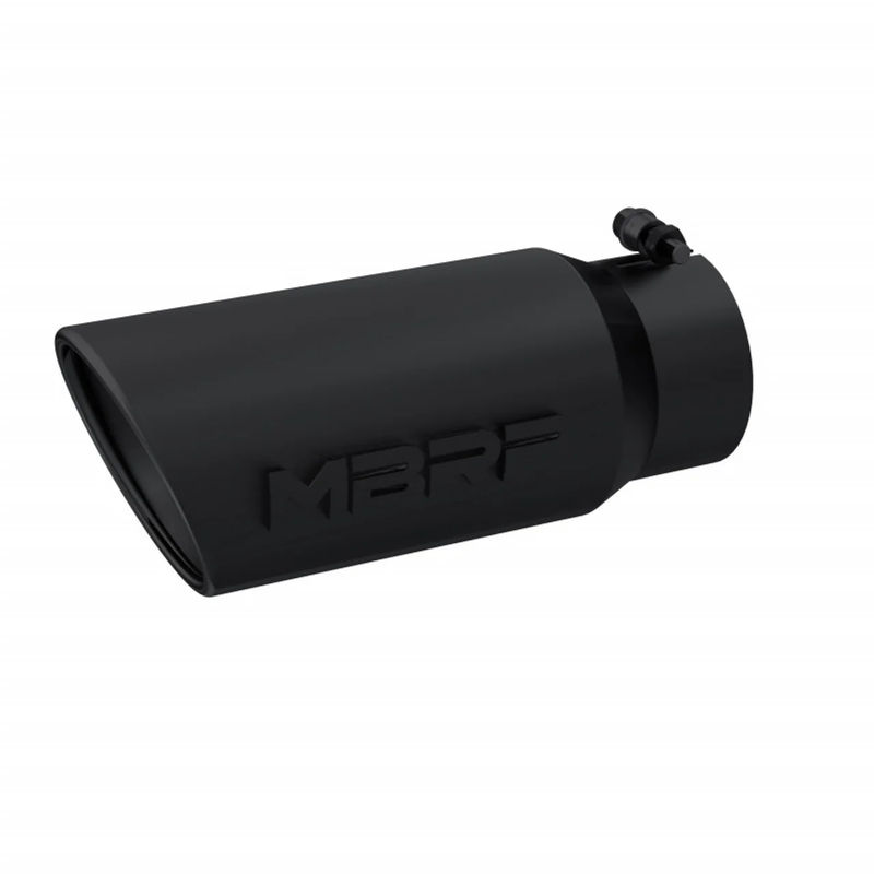 MBRP 4"X5"X12" Rolled Edge, Single Wall, Angle Cut, Black Tip