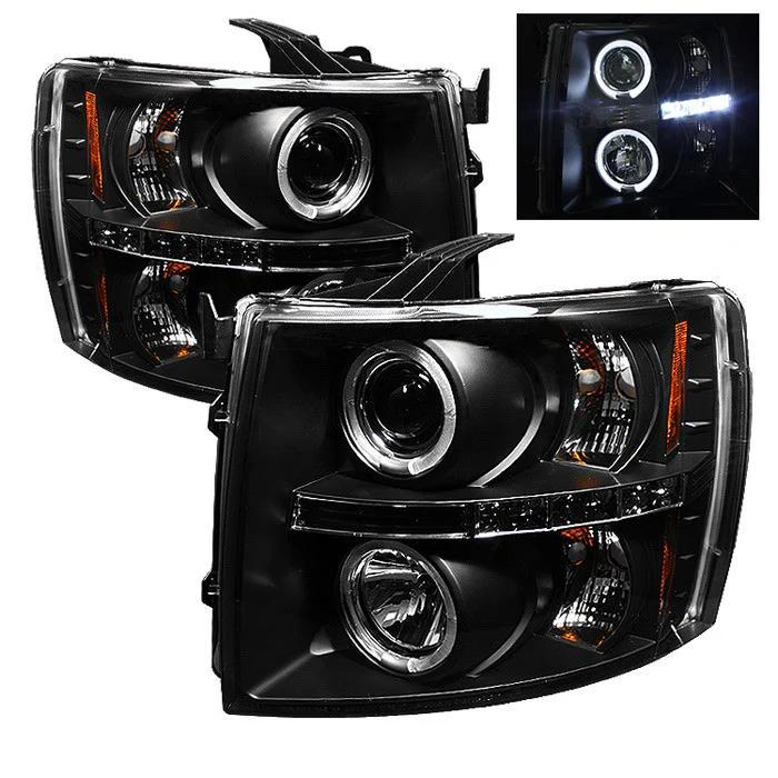 Spyder Projector Headlights LED Halo Black Silverado 2007.5-2014 LMM/LML
