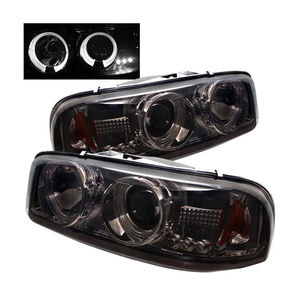 Spyder Smoked Projector Headlights LED Halo Sierra 2001-2007 LB7/LLY/LBZ